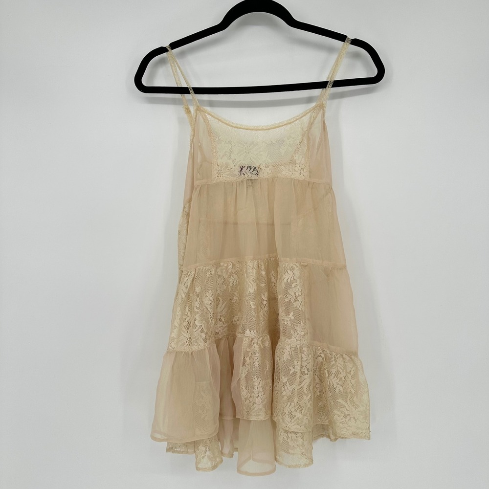 Free People Intimately Tiered Lace Mini Dress Layering Boho Whimsy Patchwork XS
